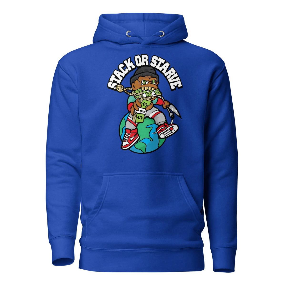 Stacks Stack or Starve Premium Hoodie Team Royal Flat Mockup