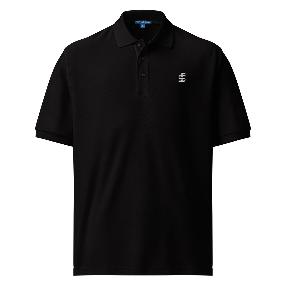 Stacks Signature Monogram Pique Polo Black Flat Mockup