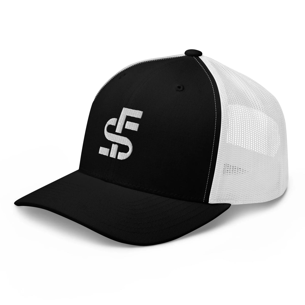 Stacks Signature Retro Trucker Cap Black White Left Profile