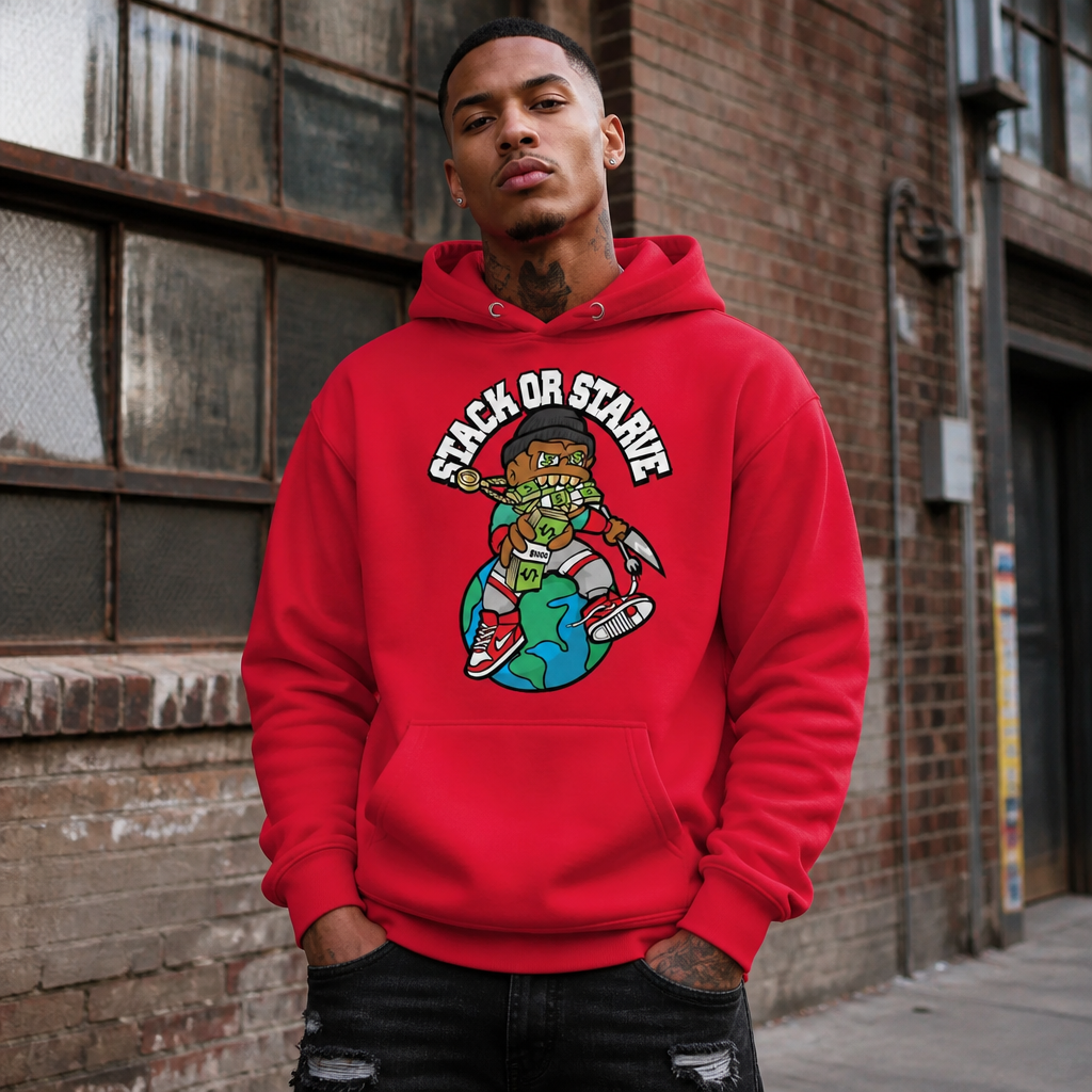 Stacks Stack or Starve Premium Hoodie Team Red On-Model