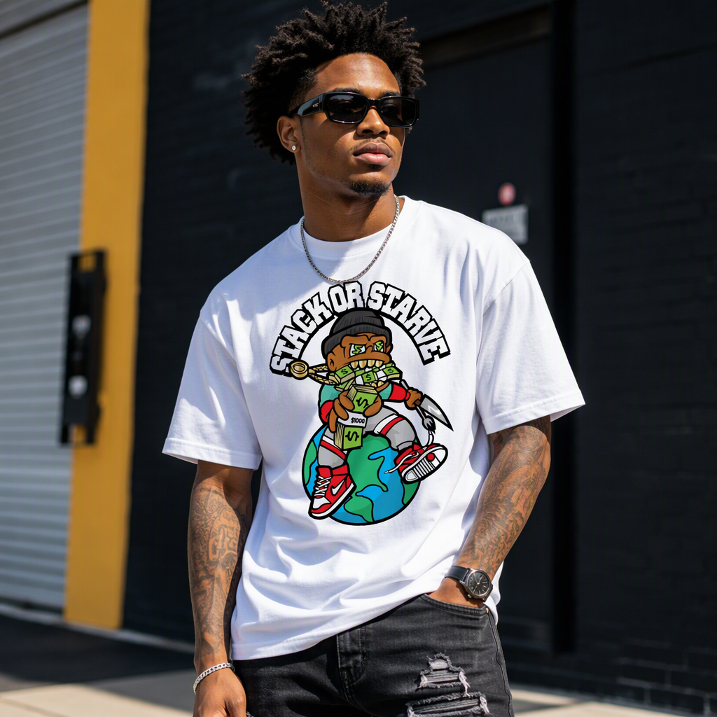 Stacks Stack or Starve Tee White On-Model Lookbook