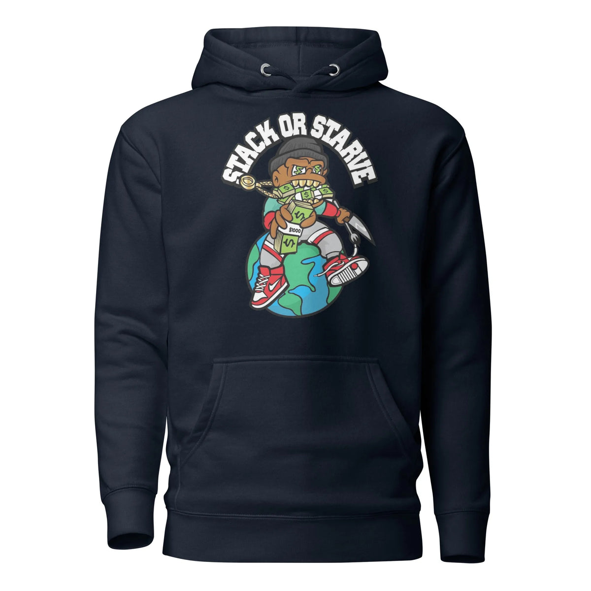 Stacks Stack or Starve Premium Hoodie Navy Blazer Flat Mockup