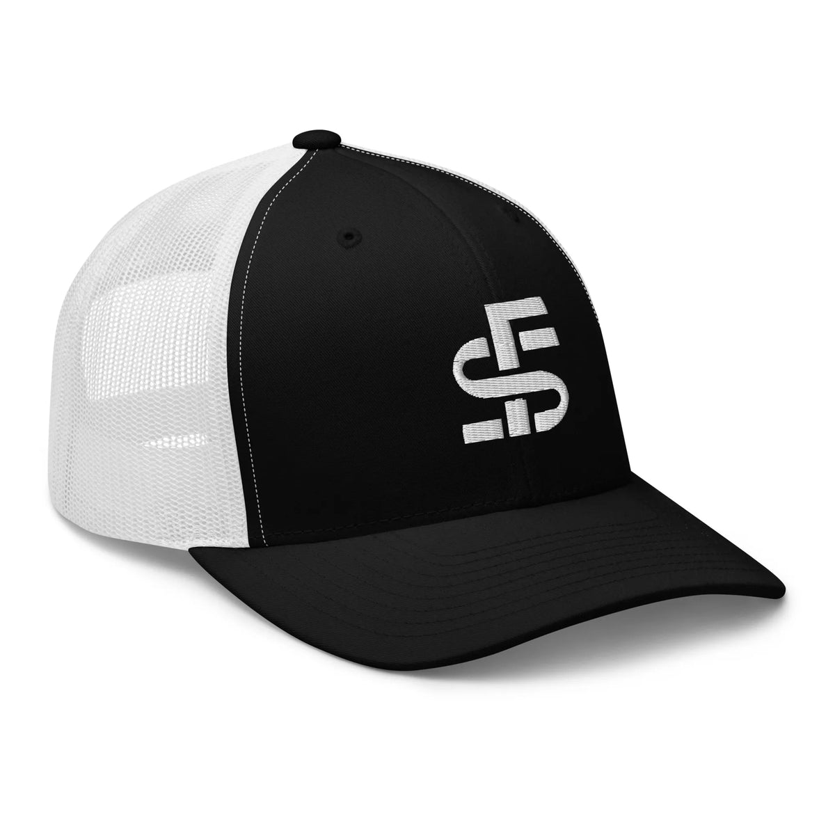 Stacks Signature Retro Trucker Cap Black White Right Profile