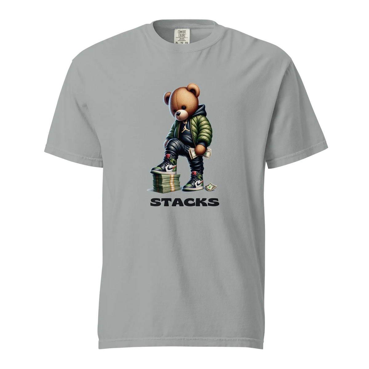 Stacks Drip Bear Heavyweight Tee Granite Flat Mockup