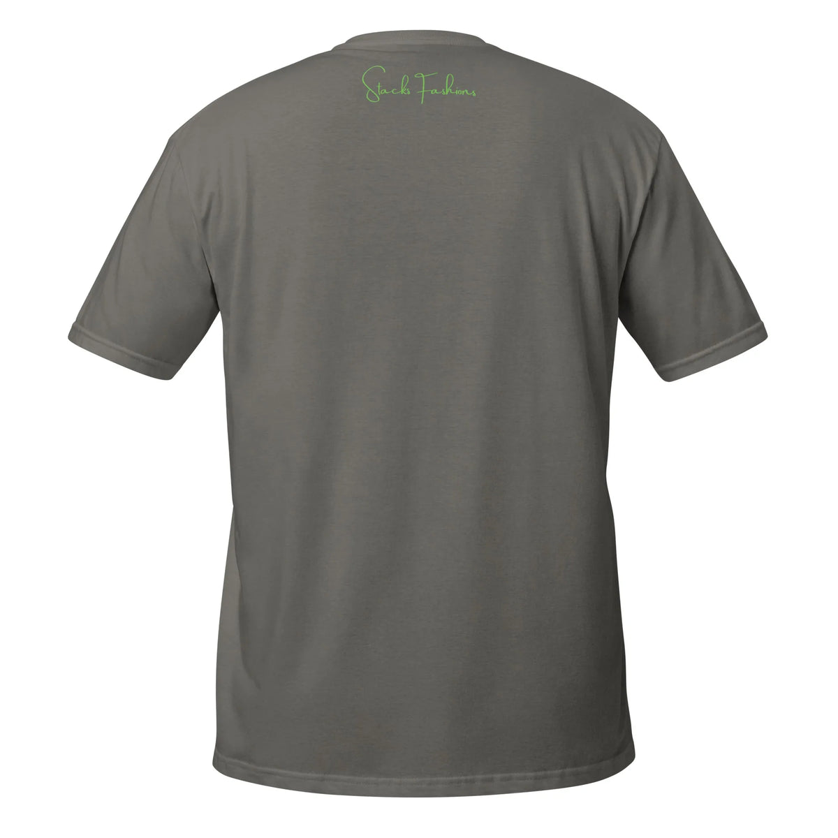 Stacks Financial Freedom T-Shirt Charcoal Back Flat Mockup