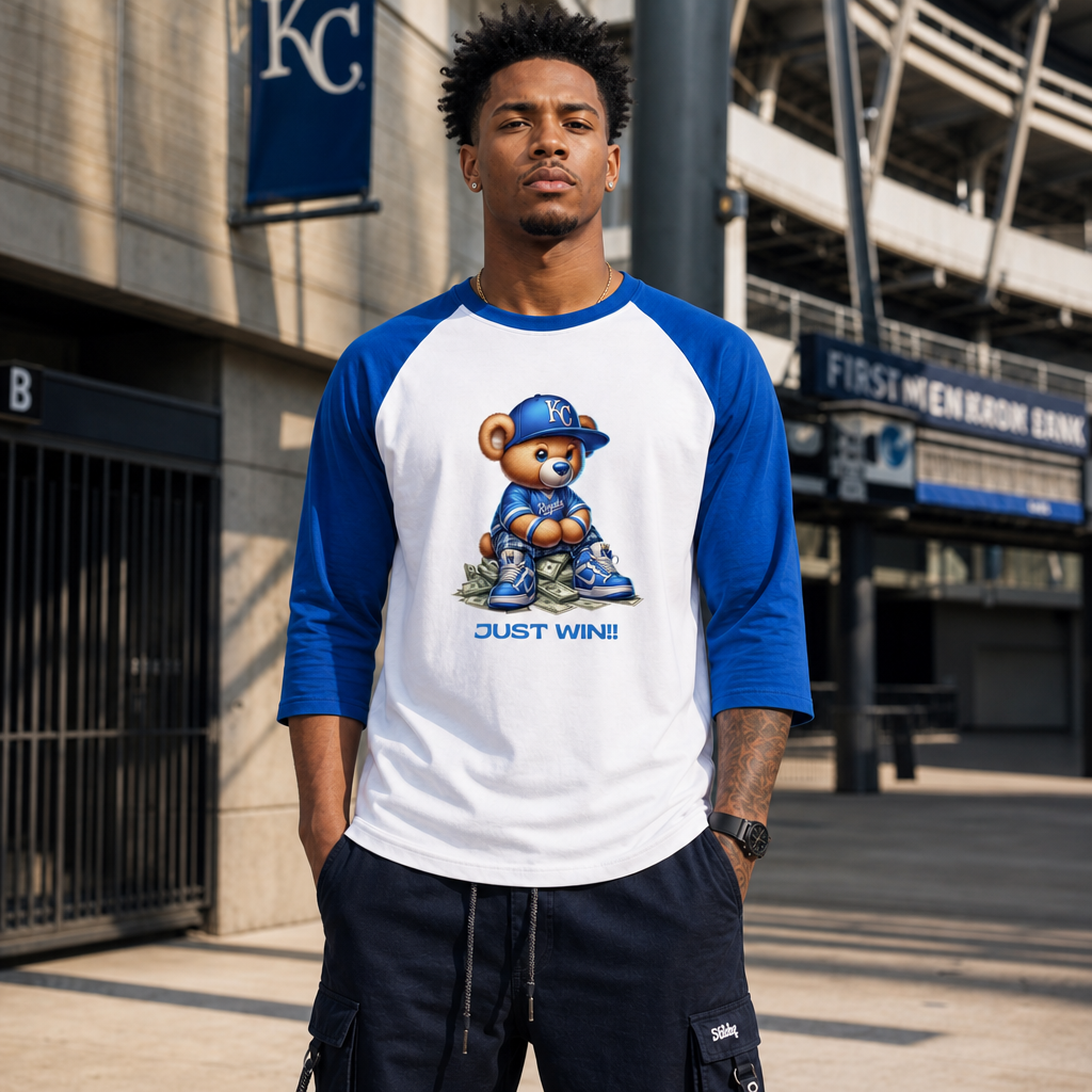 Stacks Just Win KC 3/4 Sleeve Raglan Shirt On-Model Lookbook