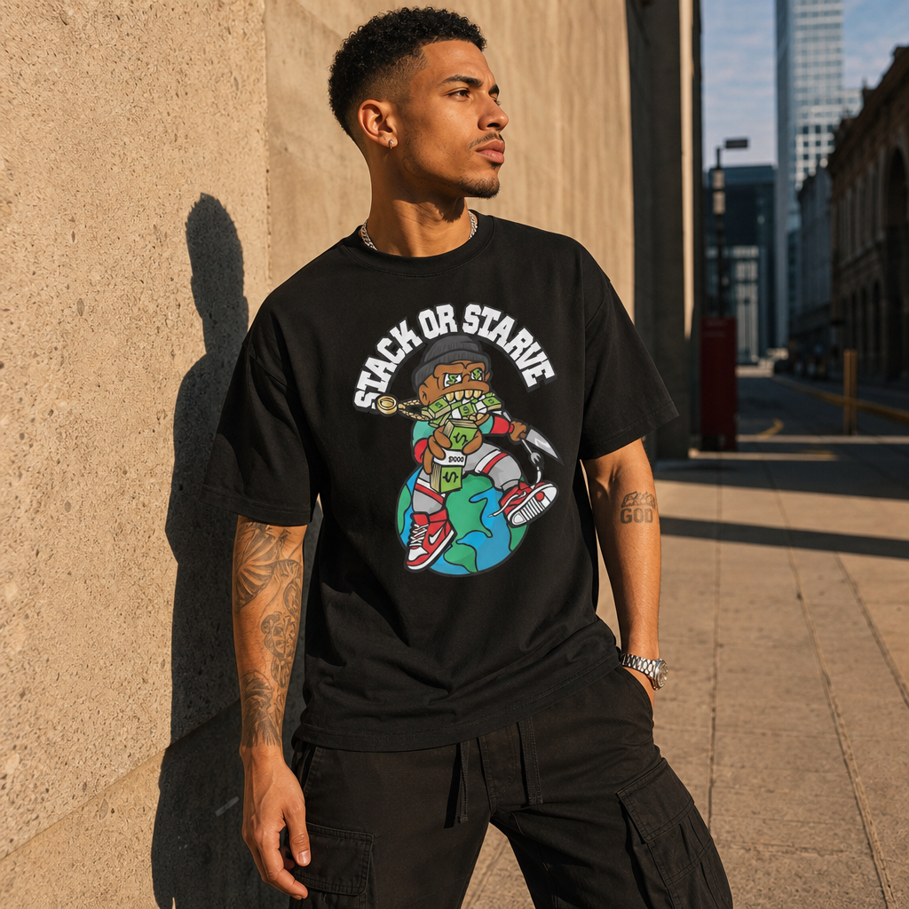 Stacks Stack or Starve Tee Black On-Model Lookbook